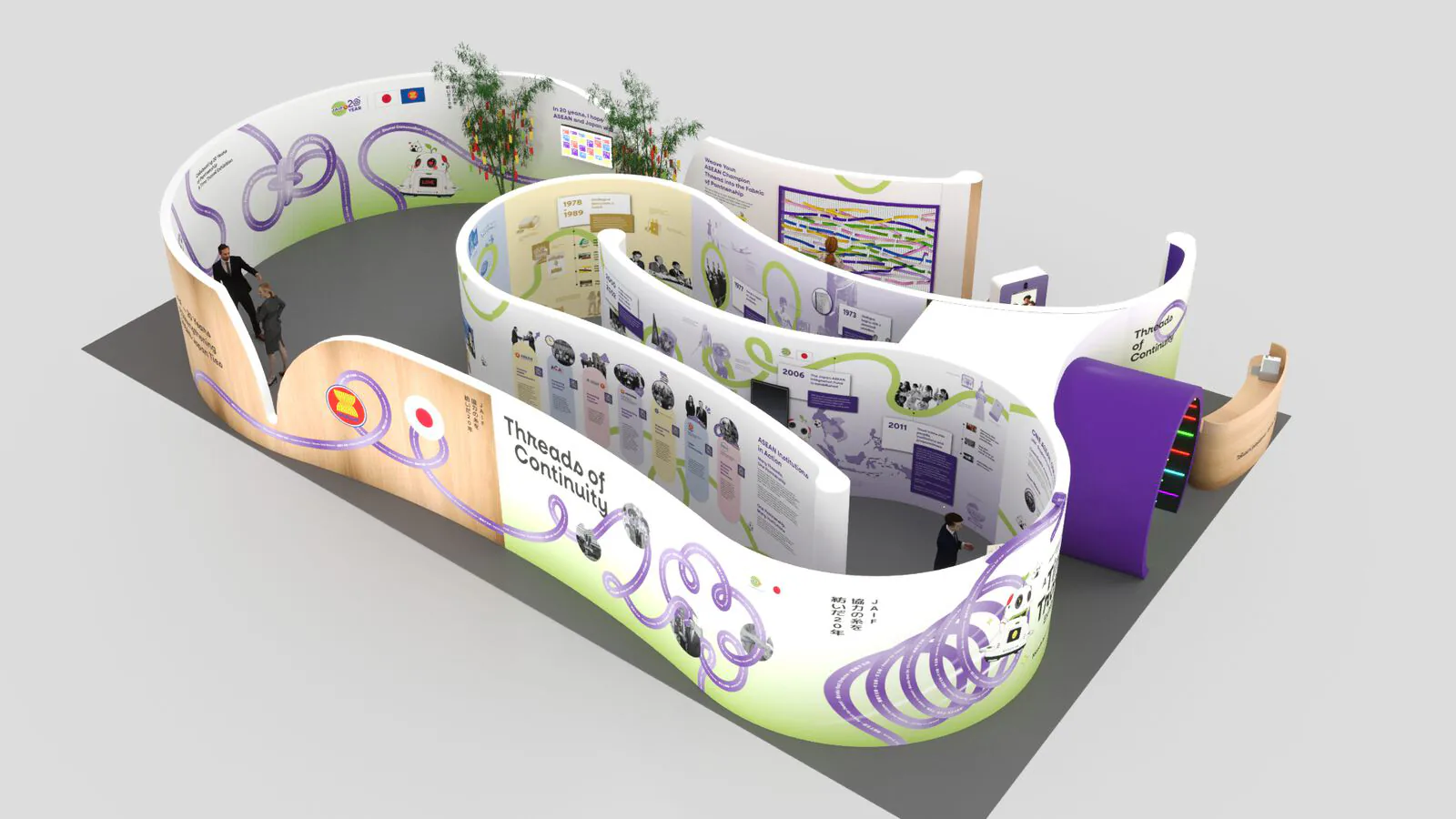 The exhibition layout, 3D render