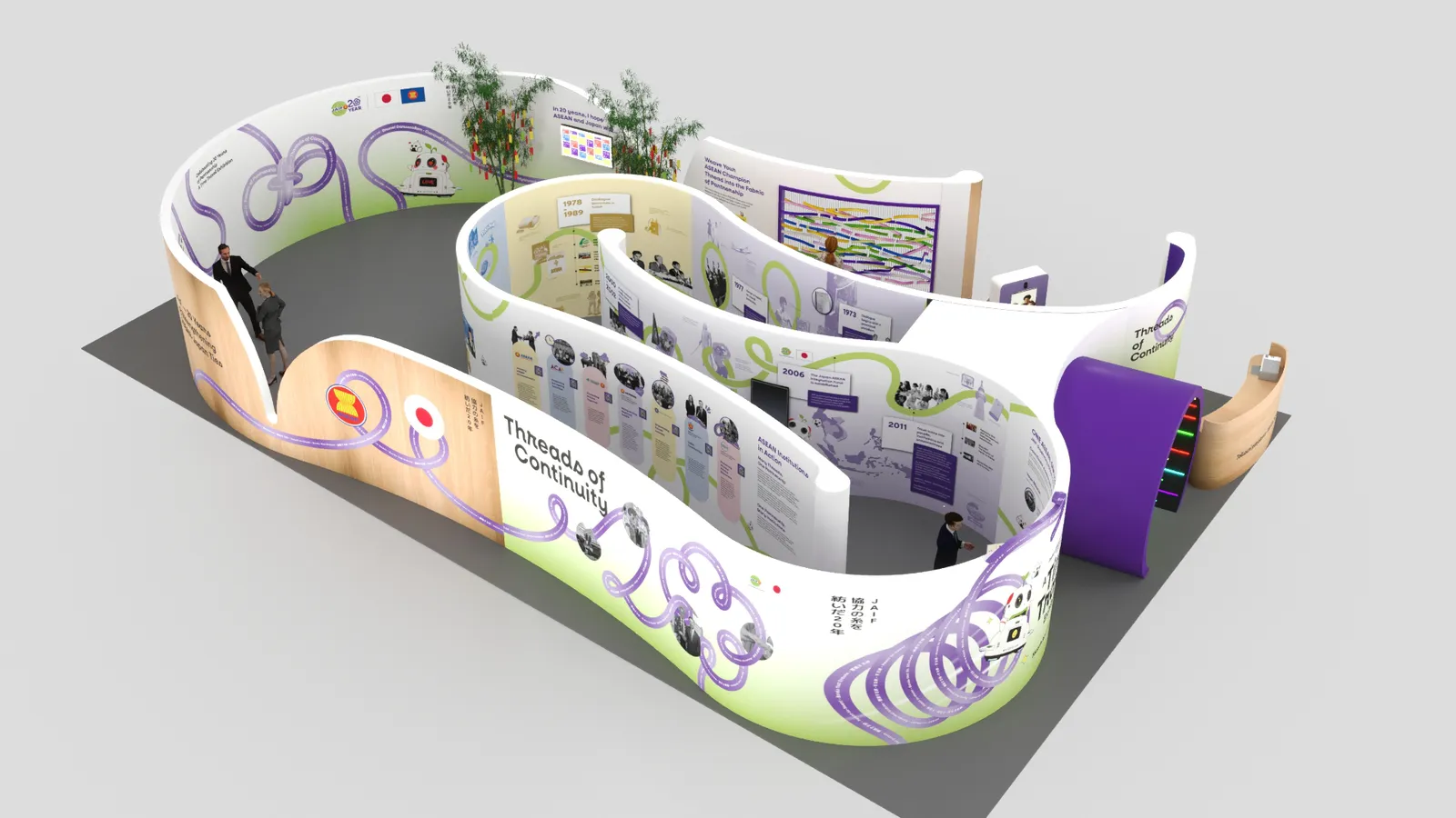 The exhibition layout, 3D render